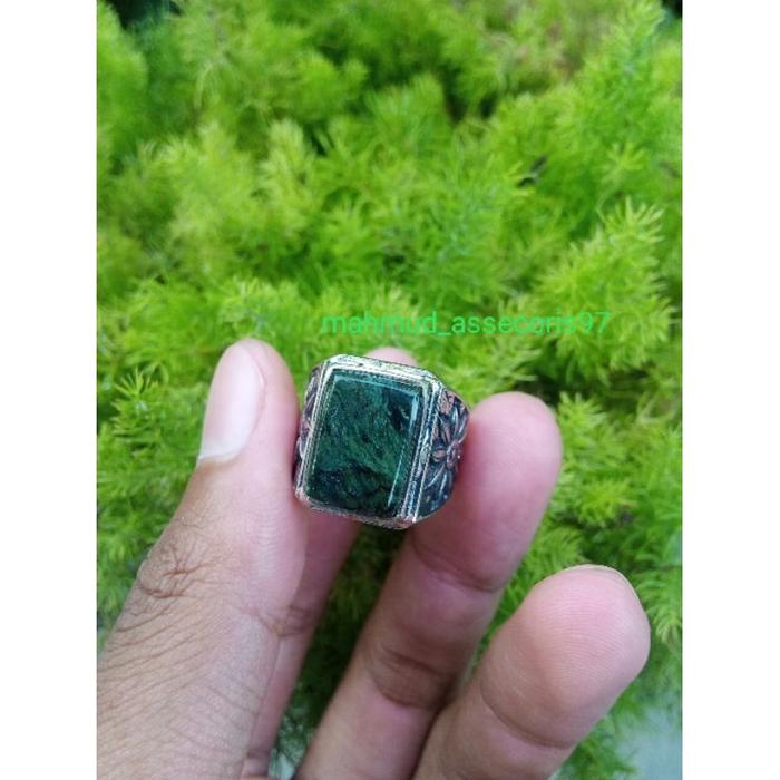 cincin akik batu black jade Aceh asli original model kotak / cincin akik batu black jade kotak Aceh 