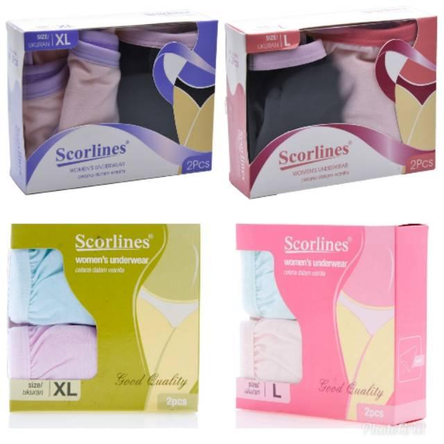 SCORLINES CD WANITA WARNA UKURAN L/XL ISI 2