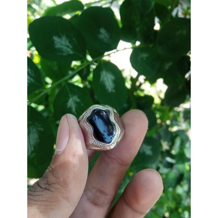 cincin batu Yaman Wulung terompah Baturaja asli / cincin akik batu Yaman Wulung terompah Baturaja as