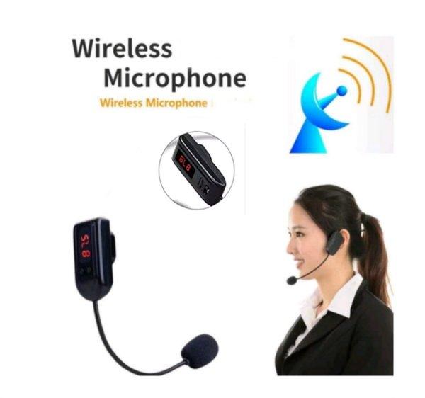 mic pegang kecil mini slim tipis wireless FM radio sinyal transmiter microphone speaker meeting mega