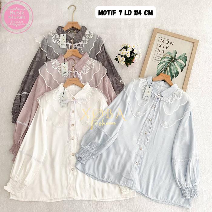Xoba Fashion 3506 Atasan Wanita LD 100 CM dan LD 120 CM Blus Katun 2 Motif J1240.1228 Baju Panjang