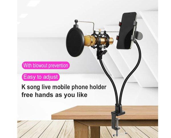 stand 3in1 meja jepit clamp mic microphone mikrofon bracket lengan flexible rotasi 360 derajat holde