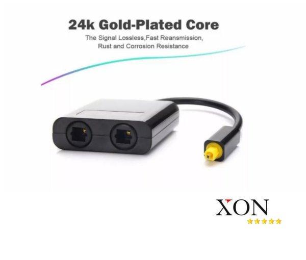 Xon spdif toslink 24K digital optical fiber audio Splitter kabel cabang 2in1 adapter 2 way hub 1 inp