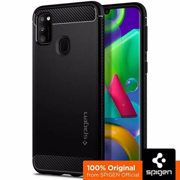 Original Official Spigen Carbon Rugged Armor Soft Case Samsung Galaxy M31 M 31 2020 Cover Casing Sof