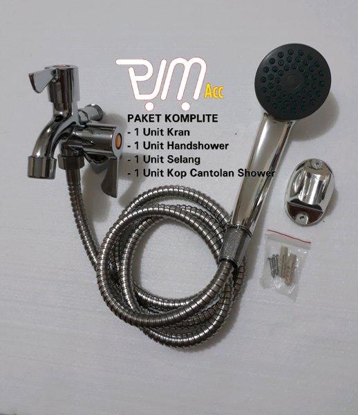PAKET MURAH Kran Shower Kamar mandi Handshower mini Kran Cabang Engkol P Paket Komplite