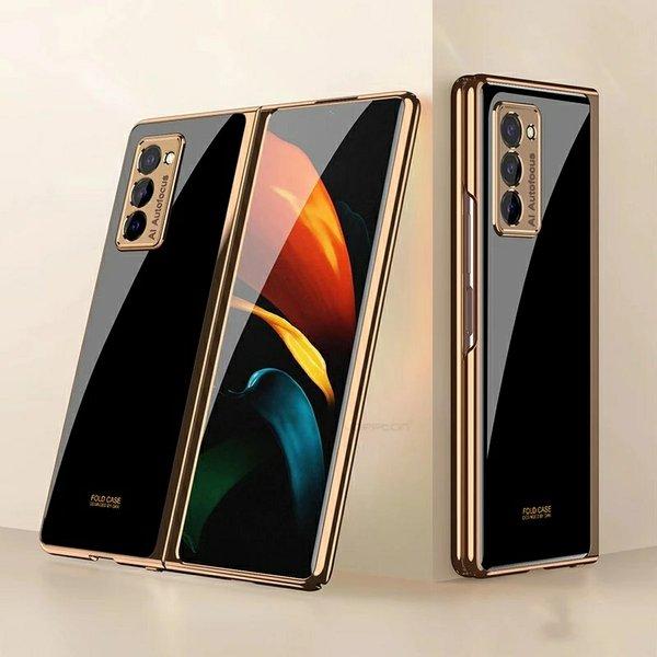 Original Plexiglass Gold Frame Hard Case Diamond Luxury Back Cover Samsung Galaxy Z Fold 2 Fold2 Har