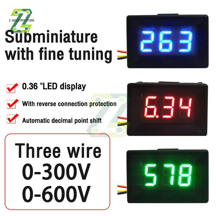 DC 0-300V DC 0-600V 0.36" LED Digital Voltmeter Voltage Meter Volt Instrument Tool Display 110V 220V