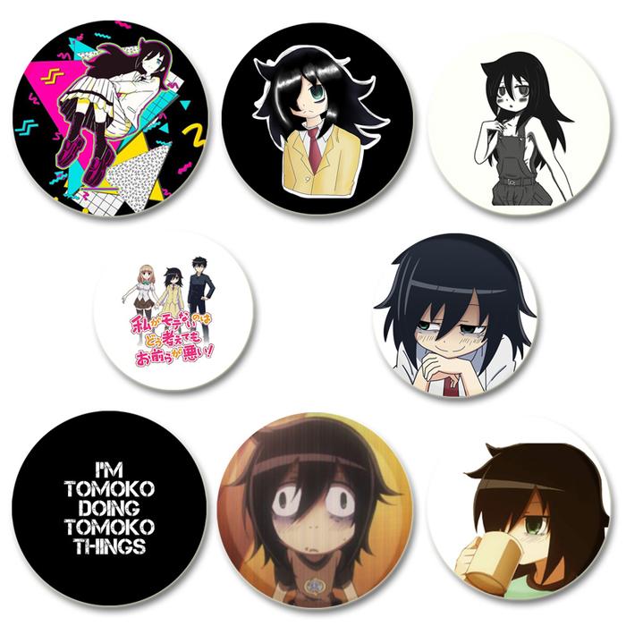 58mm Anime Tomoko Kuroki Watamote Pins Cute Cartoon Badge Handmade Brooches for Breastpin for Backpa