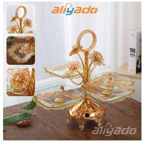 Cupcake Stand Snack Tower Menara Kue Emas Piring Kaca Susun Dekorasi Glass Dessert Stand