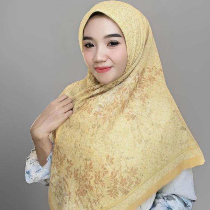 a&e exclusive – Hijab Segi Empat Motif Best Seller Viral Bahan Voal Premium Anti Kusut Warna Lemon