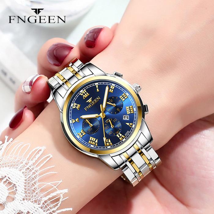 IMPORT FNGEEN Luxury Quartz Watch Women Elegant Stainless Steel Watch Luminous Waterproof Date Wrist