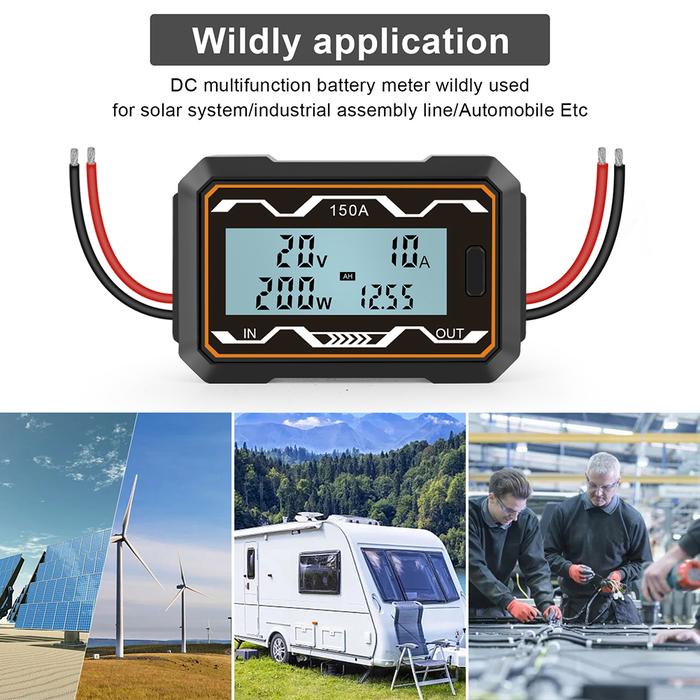 100/150/200A RC Watt Meter Power Analyzer Backlight LCD DC 0-60V Amp Volt Watt Meter High Precision 