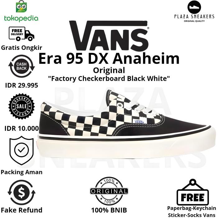 Sepatu Vans Era 95 Dx Anaheim Factory Checkerboard Black White Pria Wanita Sneakers Original (Best Q