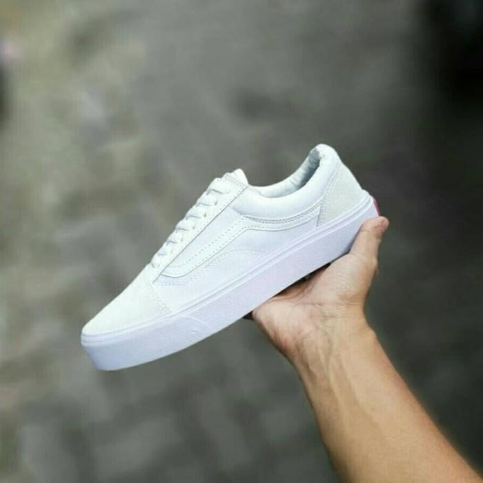 Sepatu Vans Old Skool Full White Unisex 37-43 Sneaker Putih Full White (Best Quality)