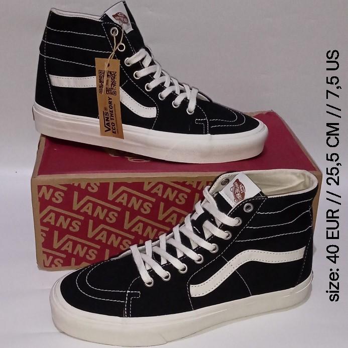 Sepatu Sneakers Pria Vans Sk8-Hi Tapered Eco Theory Black Hitam White Putih Bw Hemp Echo Shoe Authen