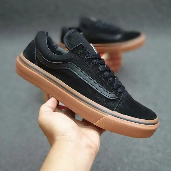 Sneakers Sepatu Vans Old Skool Sol Gum Coklat Premium Import Hitam (Best Quality)