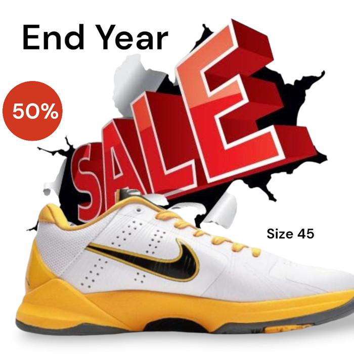 Free 1pcs Sepatu Nike Zoom Kobe 5 'White Black Del Sol Metallic Silver' Free 1 pcs