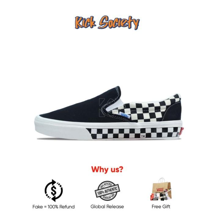 Sepatu Sneaker Vans Slip On Classic Sidewall Checkerboard Black White (Best Quality)