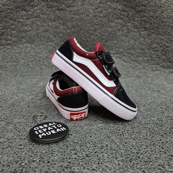 Sepatu Anak Vans Old Skool Maroon Hitam Kids Grade Original (Best Quality)