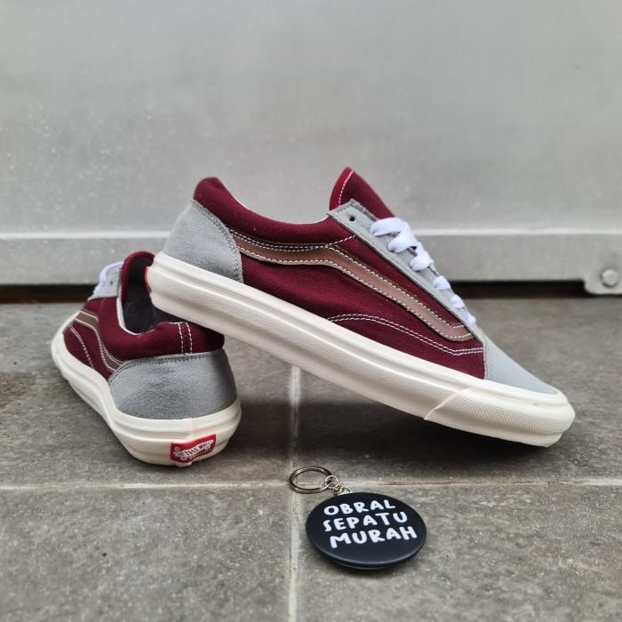 Sepatu Vans Old Skool Vault Abu Maroon Grade Original (Best Quality)