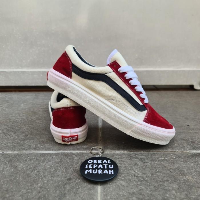 Sepatu Vans Old Skool Vault Og Era Putih Maroon Hitam Import 39-43 (Best Quality)