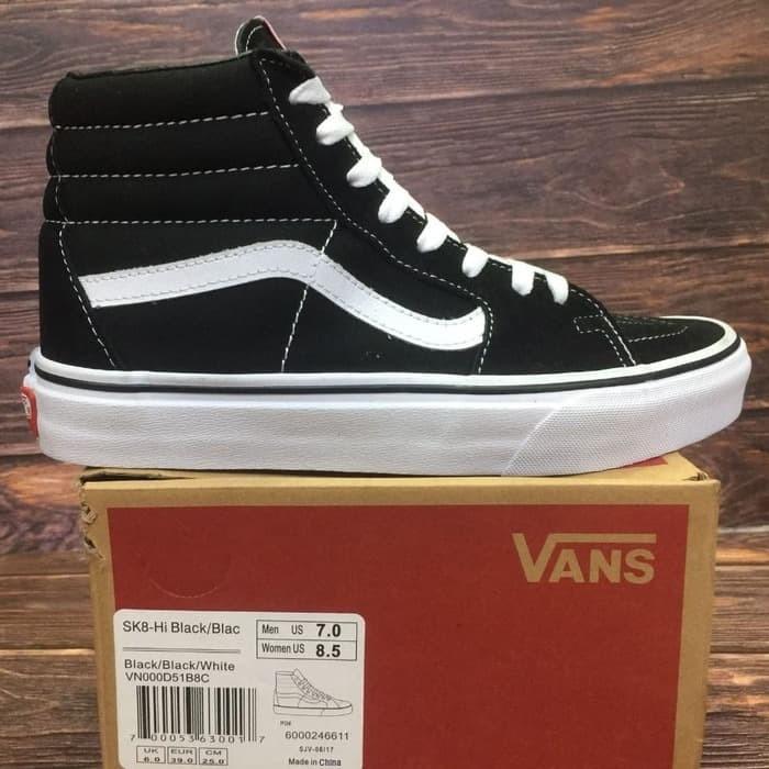 Vans Sk8 High Classic Black White Bnib Original / Sepatu Pria / Vans (Best Quality)