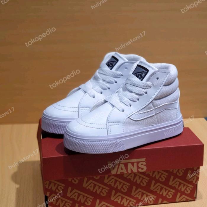 Sepatu Vans Anak Putih Polos Sepatu Anak Sk8 Full White Sneakers Anak (Best Quality)
