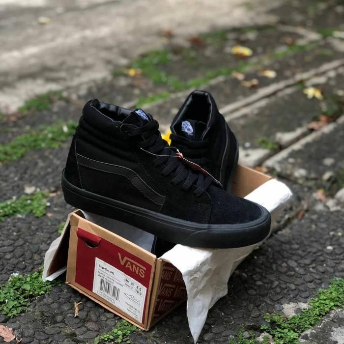 Sepatu Vans Full Black All Hitam Sk8 High Tinggi Untuk Sekolah Anak (Best Quality)