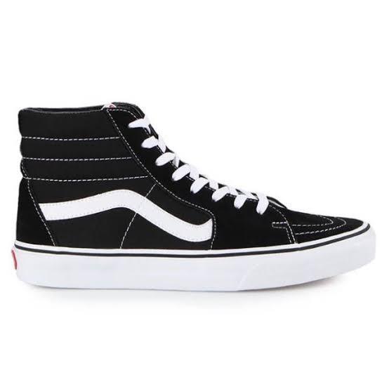 Sepatu Big Size 45 46 47 - Vans Sk8 Hi Classic Black White || Original (Best Quality)