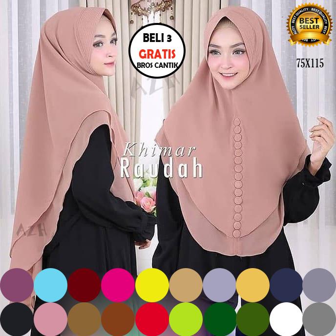 [BISA COD] KHIMAR OVAL RAUDAH SIMPLE 2 LAYER KANCING DIJAHIT BUKAN DILEM HIJAB KERUDUNG INSTAN JILBA