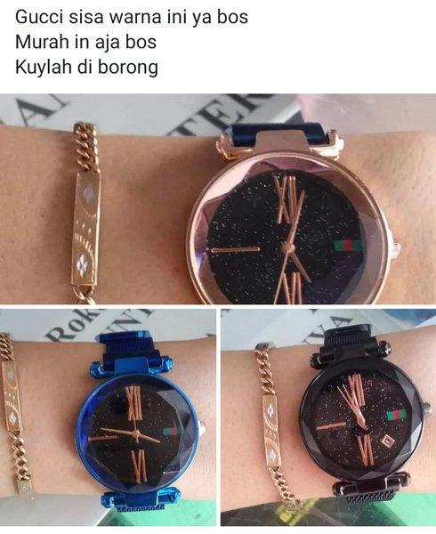 Jam magnet GUCI GLITTER - Jam wanita tali magnet kekinian Guci - Jam