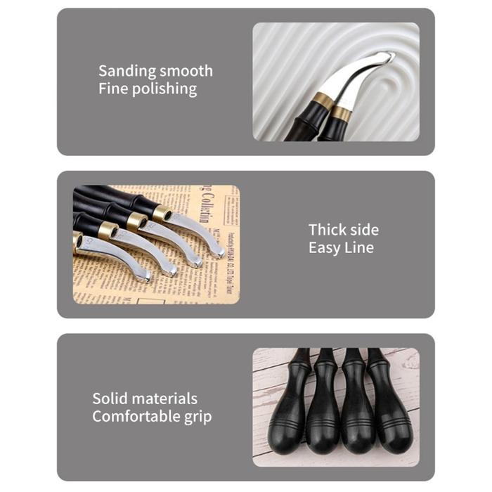 IMPORT Leather Edger Creaser Wooden Handle Leather Shallow Slot Edging Device Trimmer Grooving Creas
