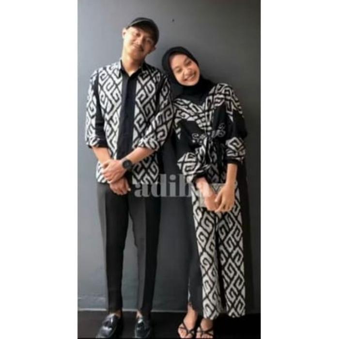 (DS) (READY STOCK) Outfit kondangan kekinian clara maxidress couple tenun batik cardigan baju couple
