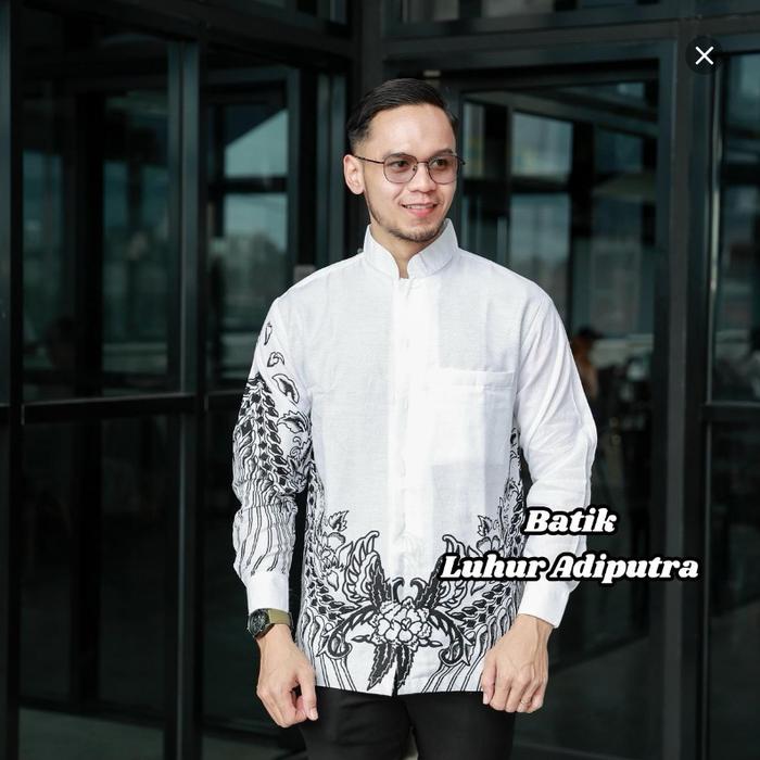 (DS) Batik Koko Bahan Dobby Putih Krah shanghae Anak Muda Luhur Adiputra