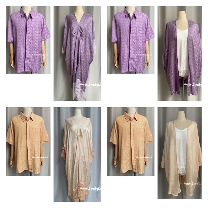 (DS) Misskendy-satu set batik couple sarimbit kemeja pria kaftan/dress/outer wanita doby viscose