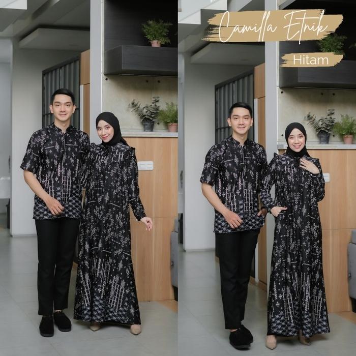 Baju Muslim Gamis Camilla Etnik Couple Motif Maxmara