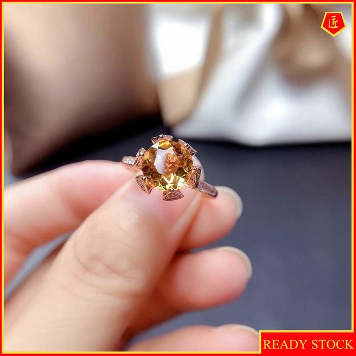 Luxury Citrine Ring Female Pt950 Platinum