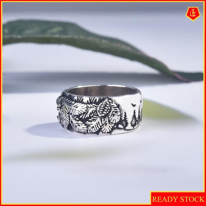 Silver Creative Carving Wolf Ring Simple Domineering