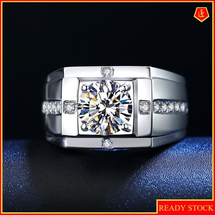 Pt950 Inlaid Moissanite Man's Ring