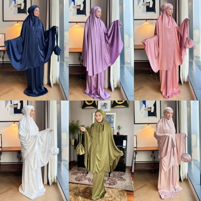 Langsung Diproses Ready ! Premium Saphire Mukena Plain Radwah / Sapphire Mukena Radwah Grab/Gosend