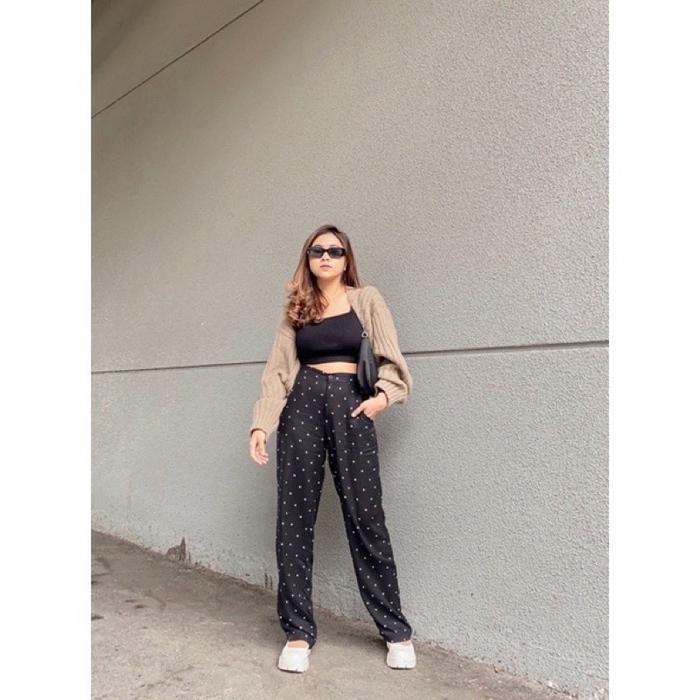 Celana Kulot Highwaist Premium | Kulot HW Motif Sapi Zebra Cacing | Bahan Rayon Adem | Kancing Resle