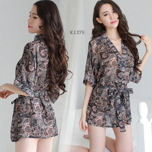 Set Japan Kimono Baju Tidur Seksi Lace Sexy Lingerie Batik Wnita KL17E