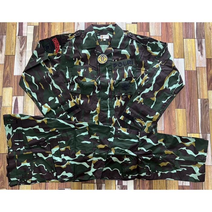 (RS) Baju PDL Loreng Brimob Setelan Jatah Pembagian Cap Teratai TACTICAL