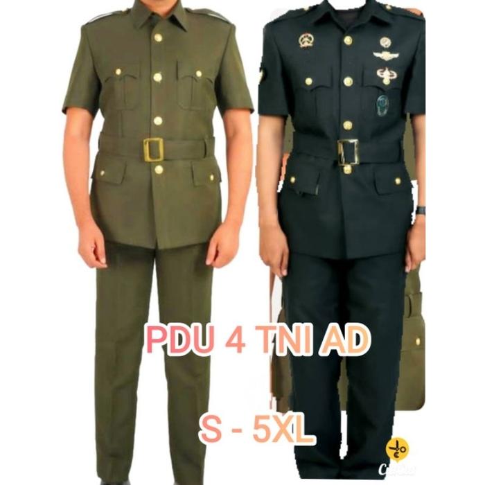 (RS) SERAGAM PDU 4 TNI AD/AL/AU /BAJU DINAS TNI KANCING LOGAM PDU TNI AD