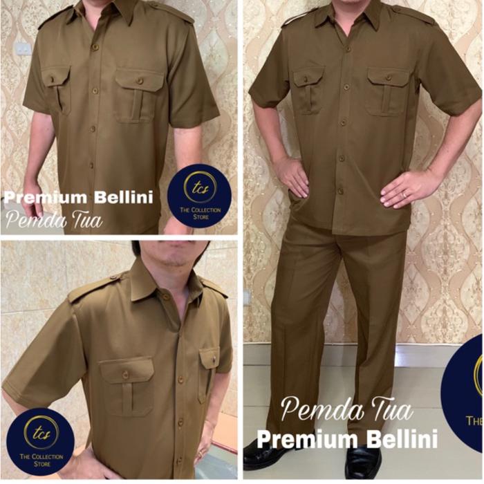 (RS) JUMBO Seragam Setelan Semi Wool Pemda PNS, Safari Pemda Pria, Baju Seragam Security Supir, Dina