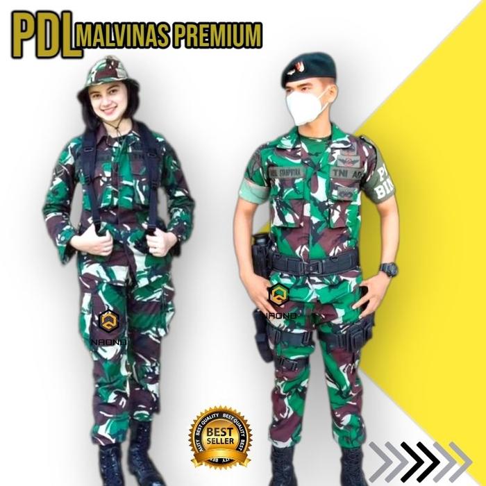 (RS) STELAN BAJU PDL VELBED PREMIUM /SETELAN BAJU TEMPUR PDL MALVINAS TNI/BAJU PDL LORENG DINIR LAPA