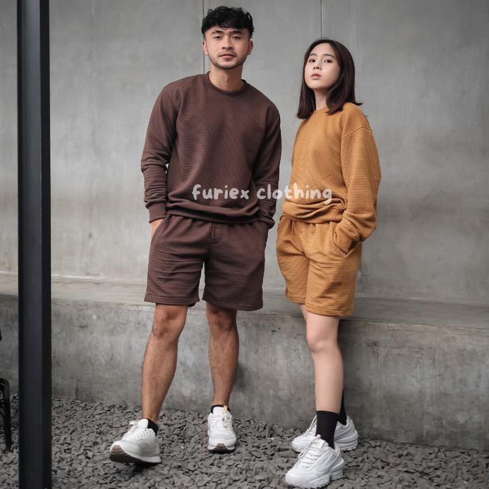 (RS) Furiex-One Set Pria Sweater One Set Unisex Stelan One set Crewneck Broadshort Premium