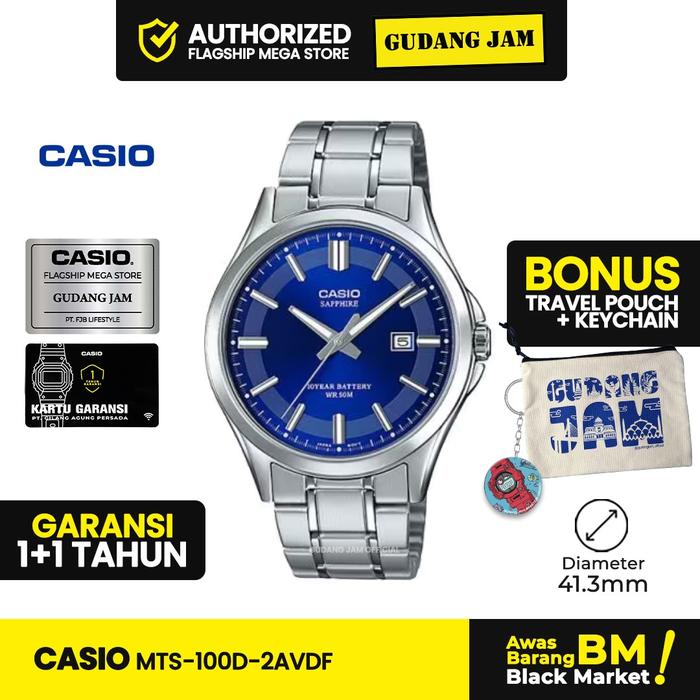 Jam Tangan Casio Pria MTS-100D-2AVDF MTS-100D-2A MTS-100D MTS 100D MTS100D Strap Stainless Steel