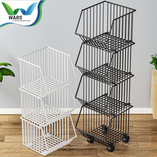 WARS Rak Tempat Penyimpanan Multifungsi Dengan Roda Keranjang Buah Sayuran Kitchen Storage