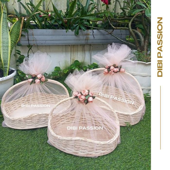KERANJANG ROTAN SESERAHAN MODEL OMBAK SATUAN HANYA 1 KERANJANG